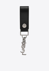 Saint Laurent Cassandre Leather Keychain Black 5183230SX0E/R_YSL-1000