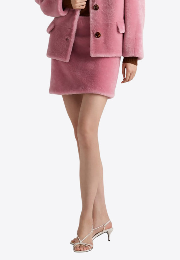 Prada Shearling A-line Mini Skirt Pink 51886OOO132Y/Q_PRADA-F0638