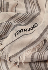 Salvatore Ferragamo St. Righeman Striped Stole Gray 520119 ST RIGHEMAN 776132 STONE