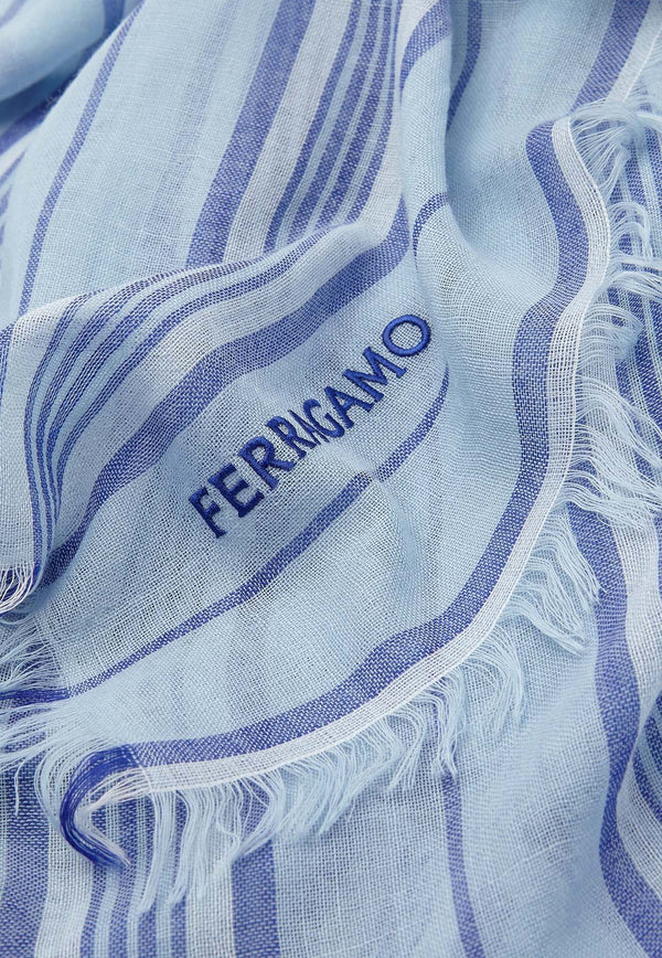 Salvatore Ferragamo St. Righeman Striped Stole Light Blue 520119 ST RIGHEMAN 776133 LIGHT BLUE