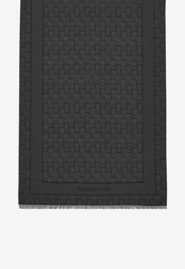 Salvatore Ferragamo Gancini Monogram Jacquard Stole Black 520121 ST MONOSTR 776153 NERO