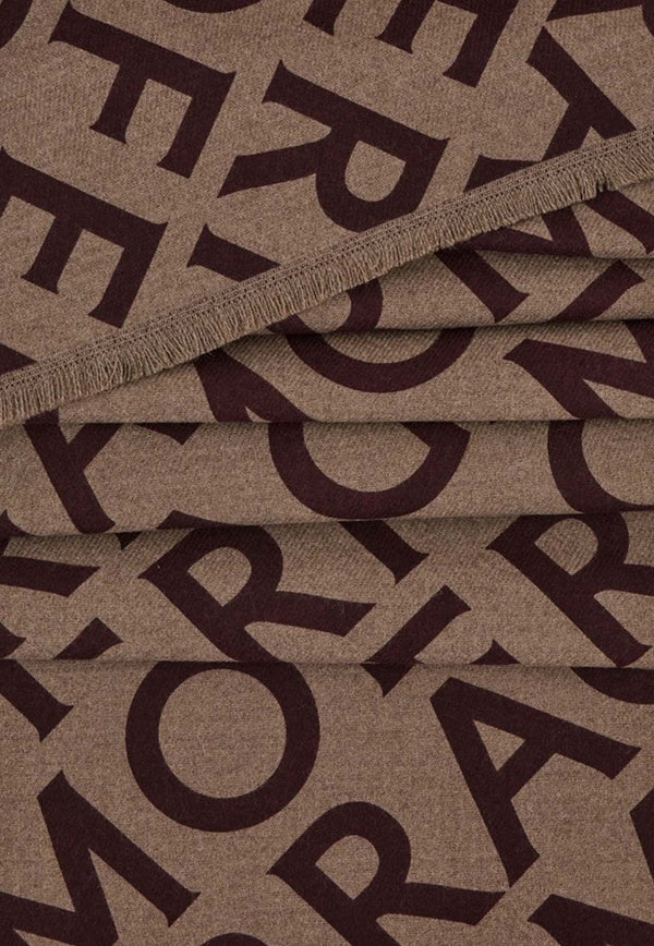 Salvatore Ferragamo Logo Print Reversible Wool Scarf Brown 520128 SR OBLIQUEM 779289 CLAY/BORDEAUX