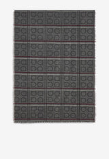 Ferragamo Tartan Jacquard Cashmere-Blend Scarf Gray 520130 ST 4GANCI 779409 GREY MELANGE