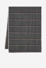 Ferragamo Tartan Jacquard Cashmere-Blend Scarf Gray 520130 ST 4GANCI 779409 GREY MELANGE
