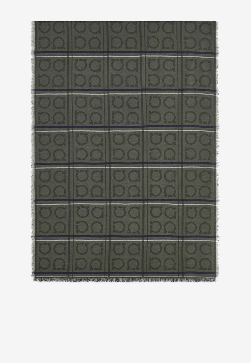Ferragamo Tartan Jacquard Cashmere-Blend Scarf Olive 520130 ST 4GANCI 779412 OLIVE