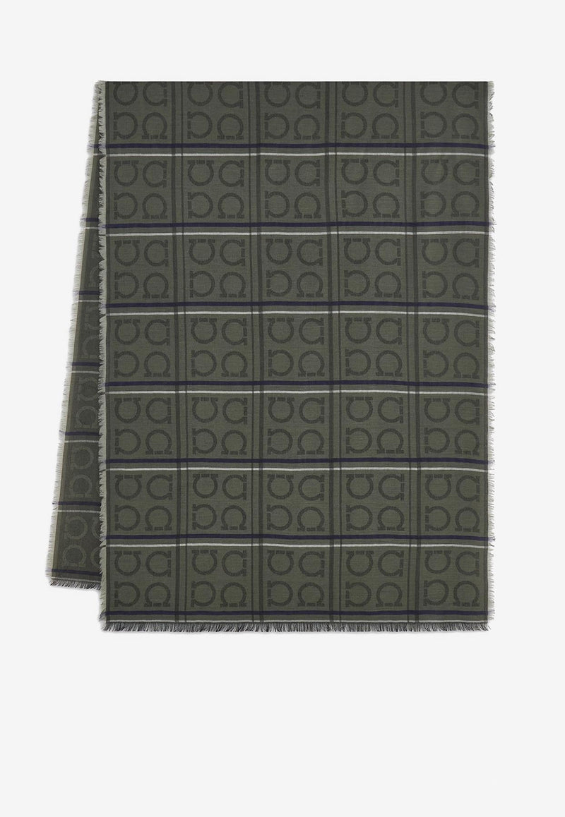 Ferragamo Tartan Jacquard Cashmere-Blend Scarf Olive 520130 ST 4GANCI 779412 OLIVE