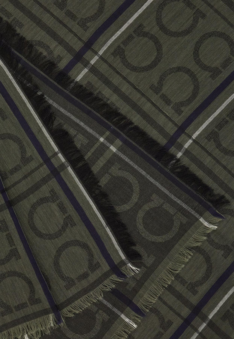 Ferragamo Tartan Jacquard Cashmere-Blend Scarf Olive 520130 ST 4GANCI 779412 OLIVE