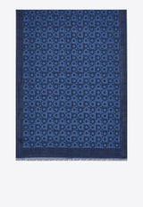 Ferragamo Gancini Optical Print Shawl Blue 520143 ST GANCUBO 785247 BLUEPATTNAVY