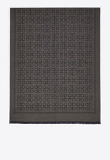 Ferragamo Gancini Square Wool-Blend Scarf Taupe 520144 ST NEWFIBBIE 785251 TOUPE GRAY