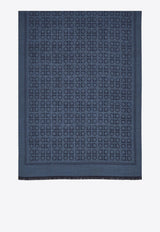 Ferragamo Gancini Square Wool-Blend Scarf Blue 520144 ST NEWFIBBIE 785253 NA