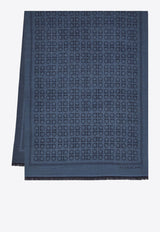 Ferragamo Gancini Square Wool-Blend Scarf Blue 520144 ST NEWFIBBIE 785253 NA