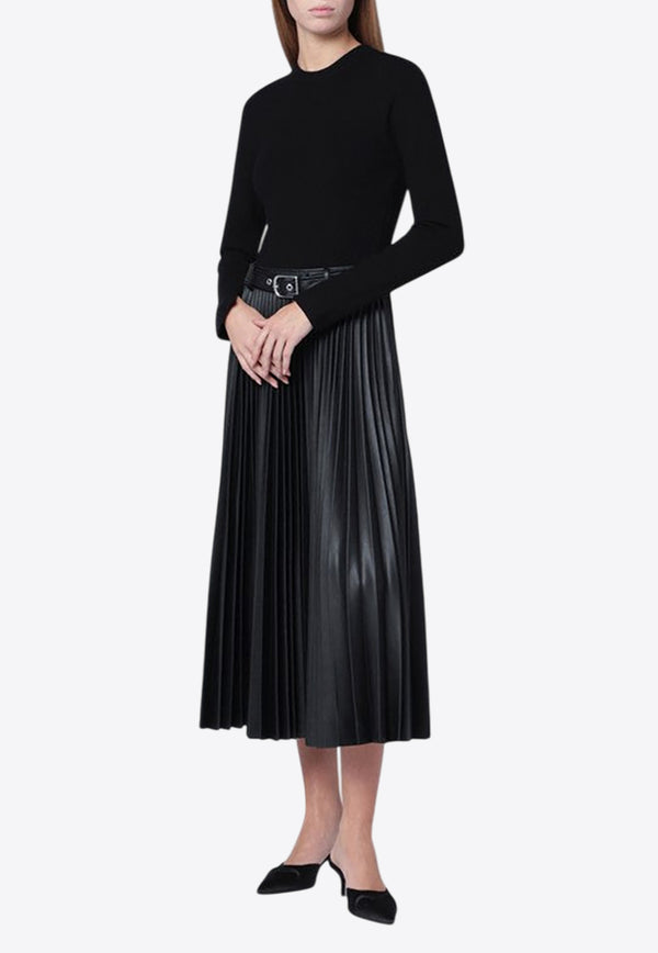 Simkhai Abilene Pleated Midi Dress  Black 525-1019-KVI/R_SIMKH-BLK