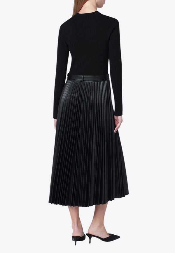 Simkhai Abilene Pleated Midi Dress  Black 525-1019-KVI/R_SIMKH-BLK