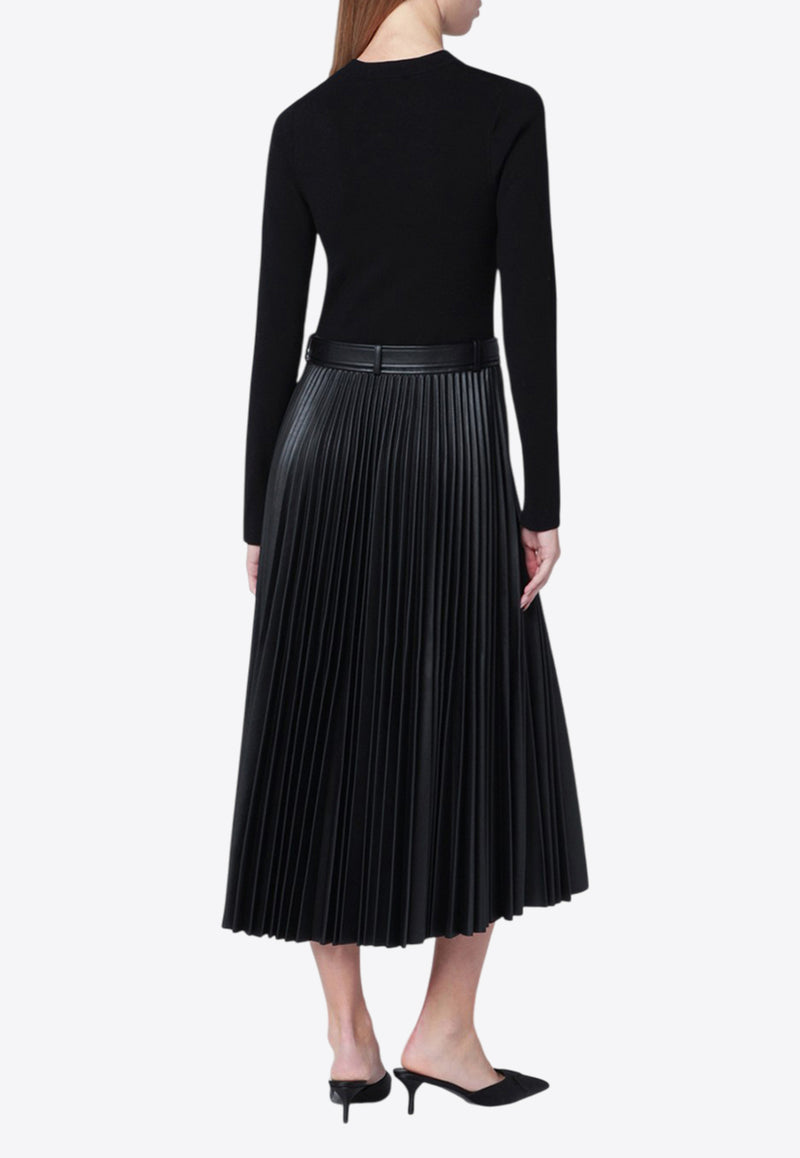 Simkhai Abilene Pleated Midi Dress  Black 525-1019-KVI/R_SIMKH-BLK