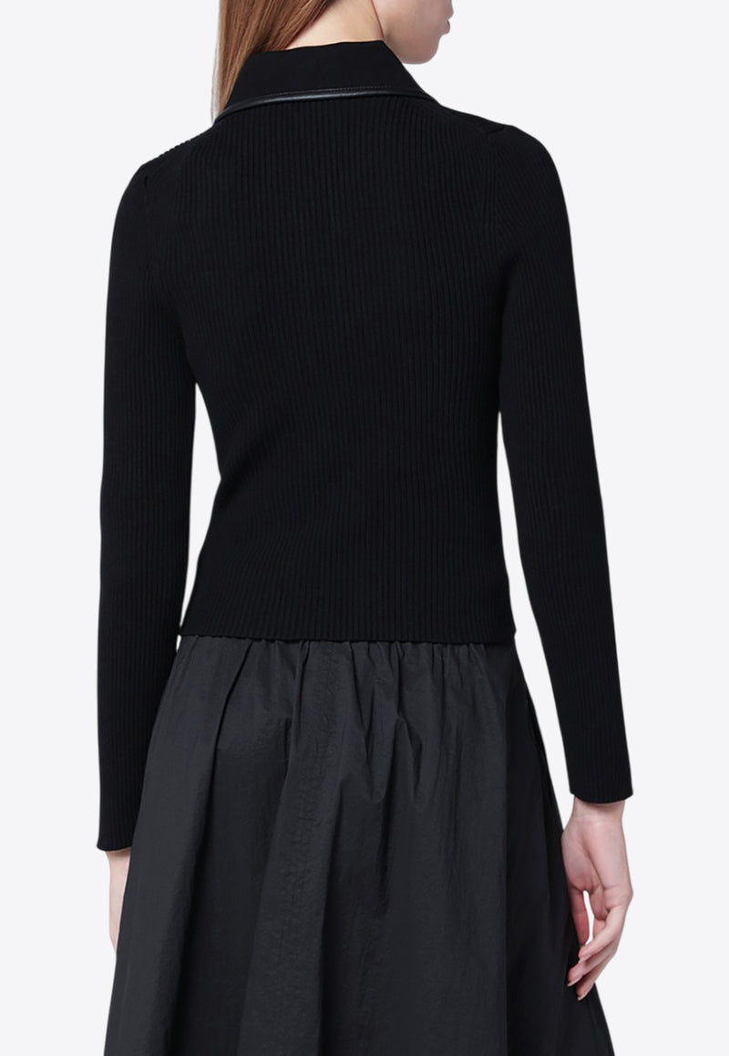 Simkhai Livana Long-Sleeved Ribbed Polo T-shirt Black 525-2130-KVI/R_SIMKH-BLK