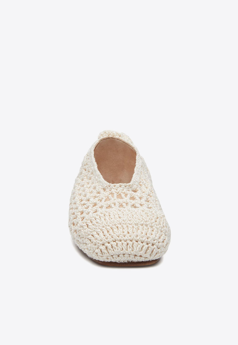 Magda Butrym Crochet Knit Ballet Flats Cream 526424CREAM