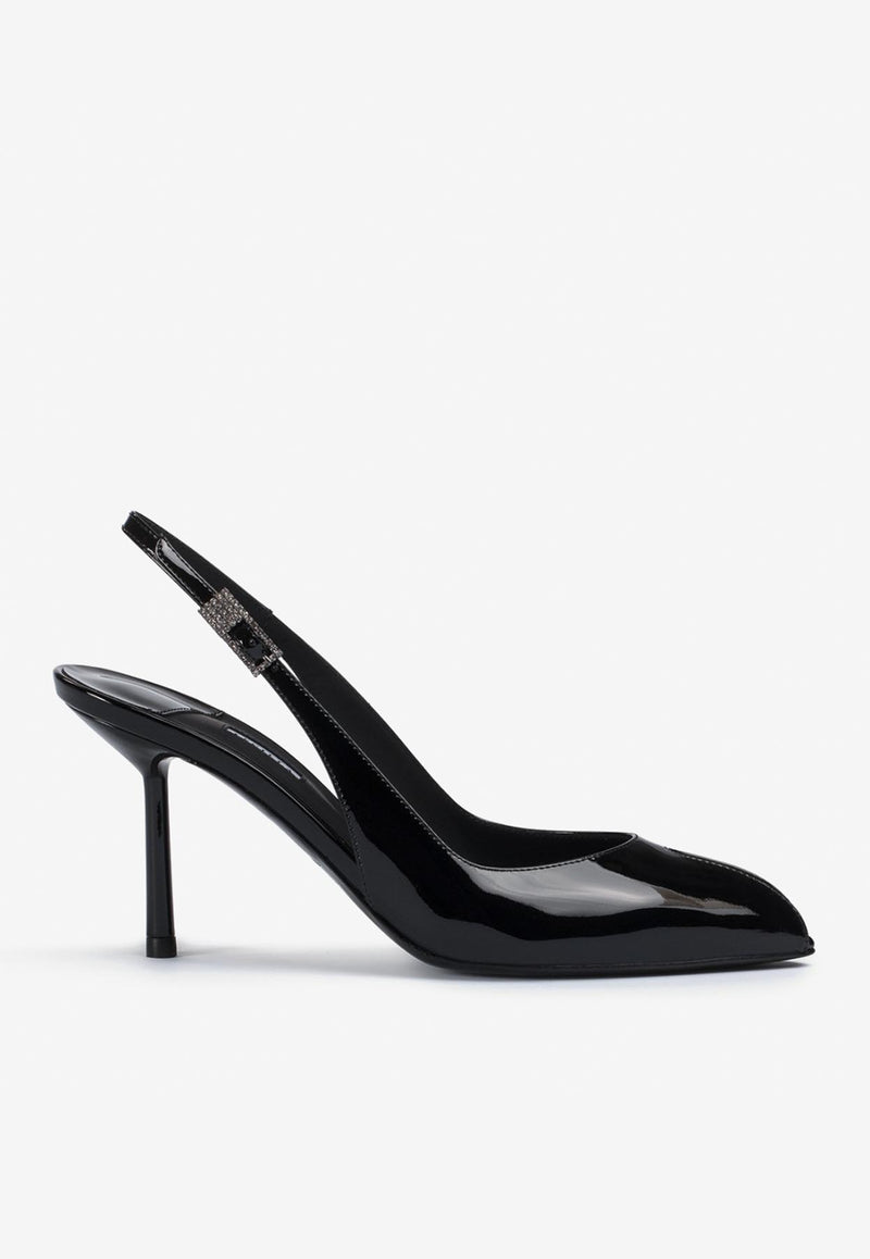 Le Silla Clivage 80 Slingback Pumps in Patent Leather 5305D080BXPPKAB 001 Black