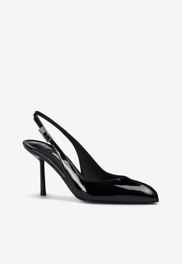 Le Silla Clivage 80 Slingback Pumps in Patent Leather 5305D080BXPPKAB 001 Black