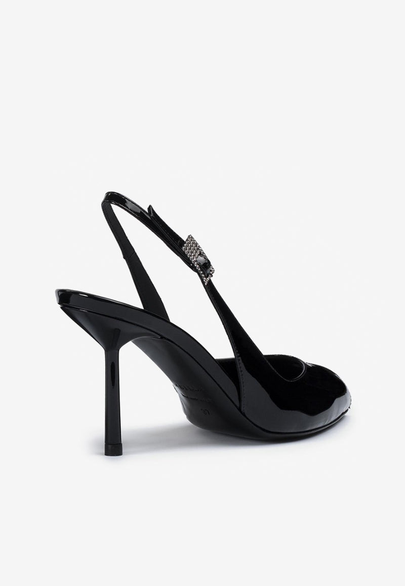 Le Silla Clivage 80 Slingback Pumps in Patent Leather 5305D080BXPPKAB 001 Black