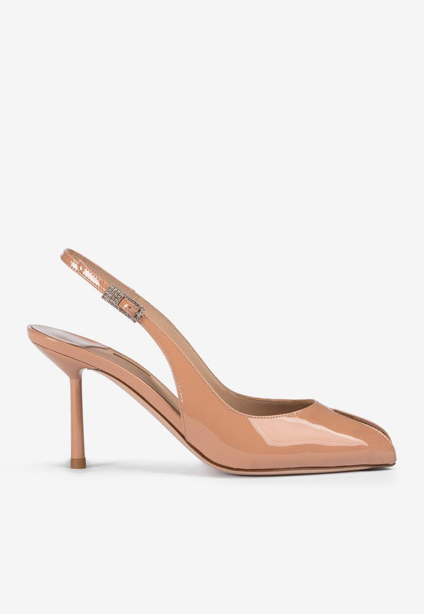 Le Silla Clivage 80 Slingback Pumps in Patent Leather 5305D080BXPPKAB 152 Nude