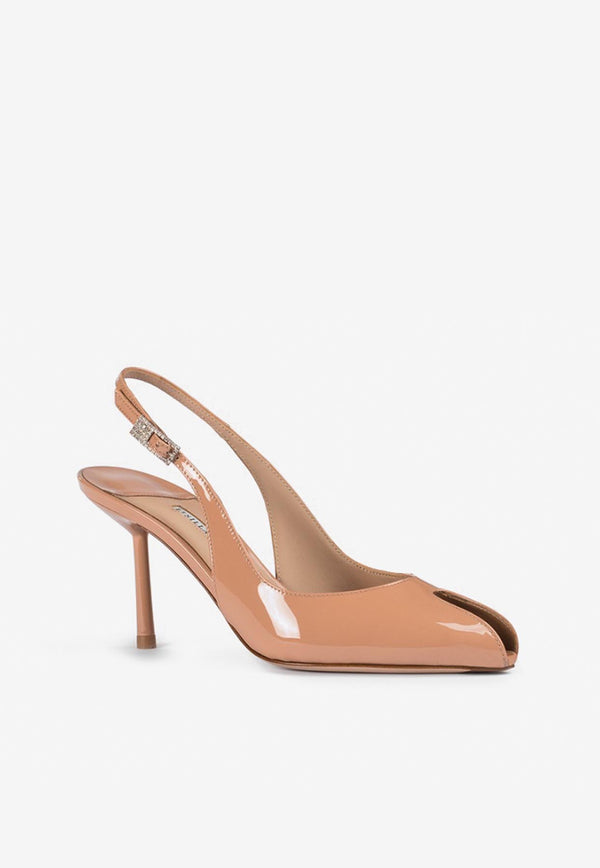 Le Silla Clivage 80 Slingback Pumps in Patent Leather 5305D080BXPPKAB 152 Nude