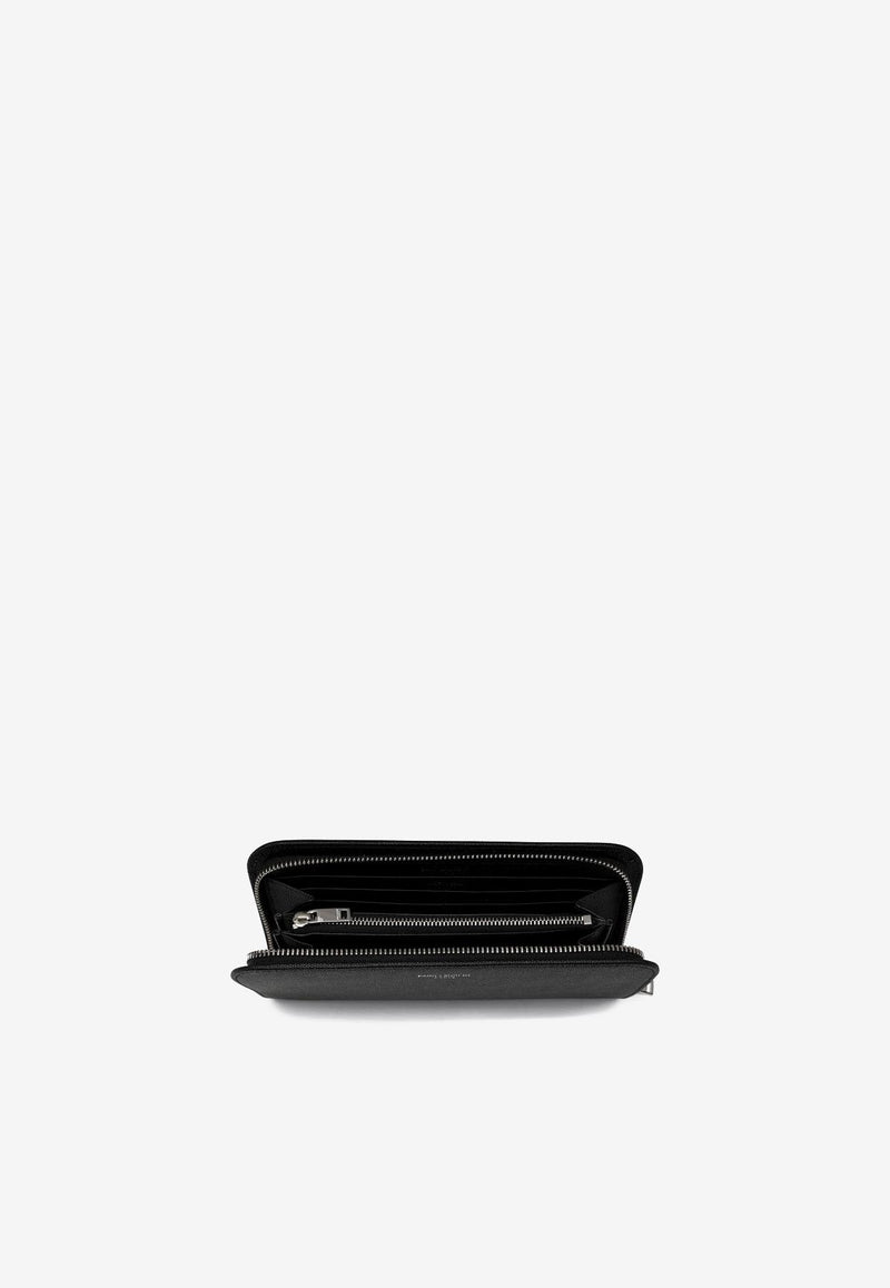 Saint Laurent Stamped Logo Zip-Around Wallet Black 534290BTY0N/R_YSL-1000