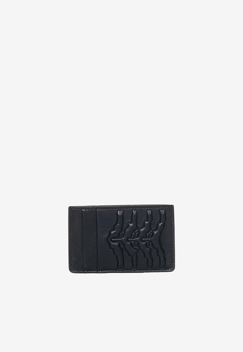 Alexander McQueen Ribcage Embossed Leather Cardholder Black 550832 ASOAO-1000