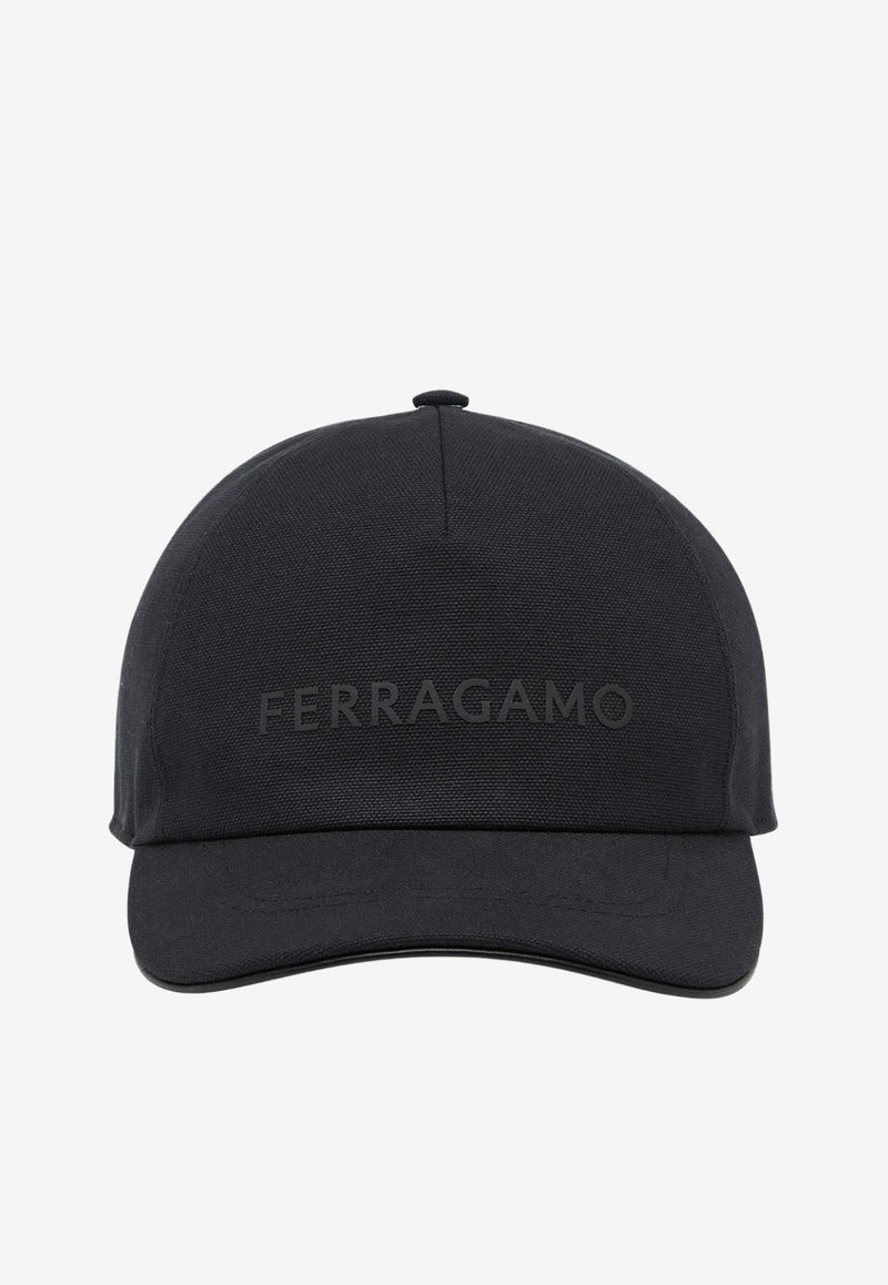 Salvatore Ferragamo Logo Baseball Cap 560056 BAS FERRLETT 764758 NERO Black