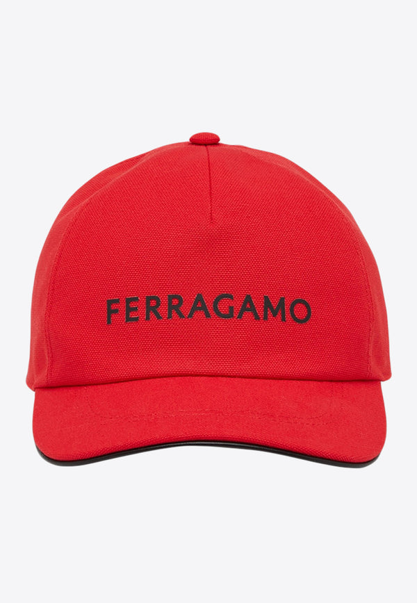 Salvatore Ferragamo Rubberized Logo Baseball Cap Red 560056 BAS FERRLETT 764762 FLAME RED