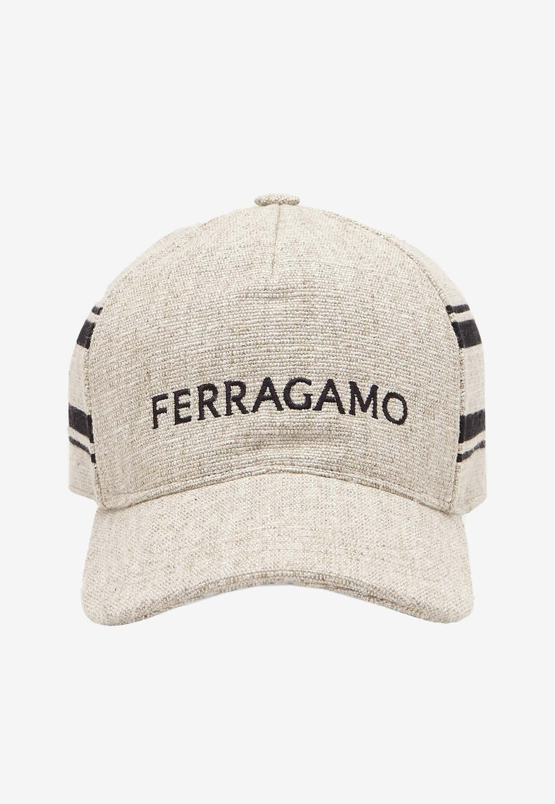 Salvatore Ferragamo Logo Embroidered Baseball Cap Beige 560084 BAS RESORT 775871 BEIGE