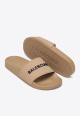 Balenciaga Logo Rubber Pool Slides 565547W1S80/O_BALEN-9710 Beige
