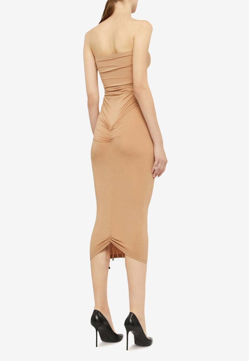 Wolford Fatal Draping Midi Dress Almond 57161_000_4853