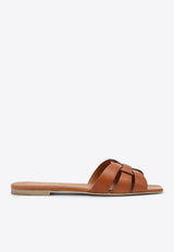 Saint Laurent Tribute Leather Flat Sandals  Brown 571952BDA00/S_YSL-2206