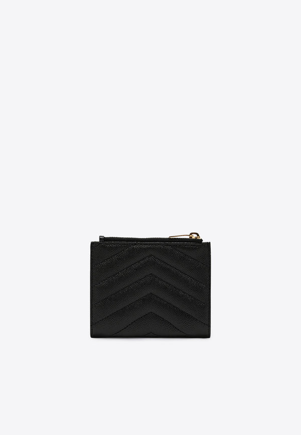 Saint Laurent Cassandre Bi-Fold Leather Wallet Black 575879BOW01/P_YSL-1000