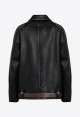 Prada Belted Leather Zip-Up Jacket Black 58A170OOO1455/P_PRADA-F0002