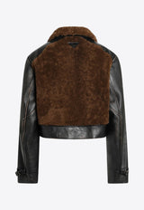 Prada Shearling -Trimmed Leather Cropped Jacket Black 58A238OOO172N/R_PRADA-F0807