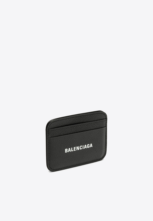 Balenciaga Logo Cash Cardholder in Grained Leather 5938121IZI3/O_BALEN-1090 Black