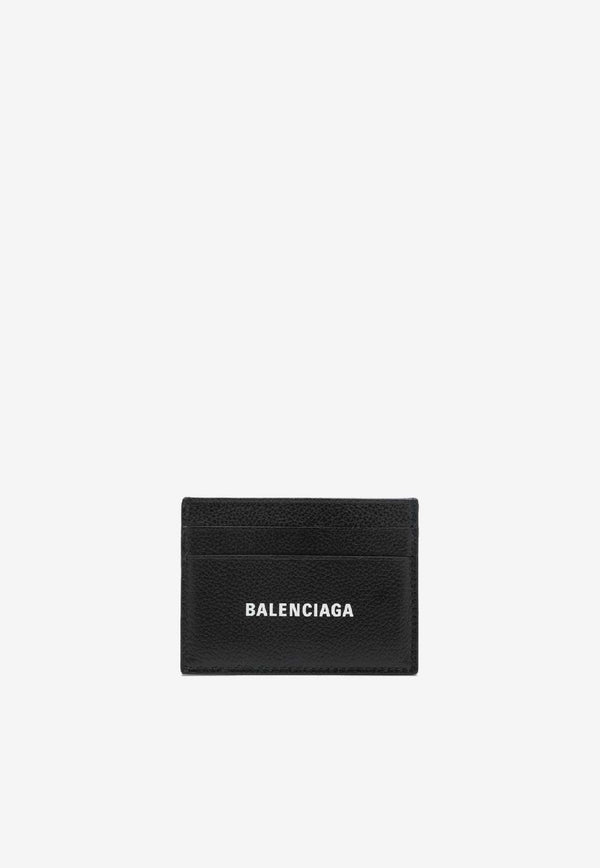 Balenciaga Logo Print Grained Leather Cardholder Black 5943091IZI3/S_BALEN-1090