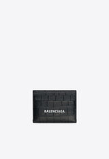 Balenciaga Logo Cardholder in Croc-Embossed Leather 5943091ROP3 1000BLACK/WHITE