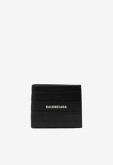 Balenciaga Logo Bi-Fold Wallet in Croc-Embossed Leather 594315-1ROP3BLACK