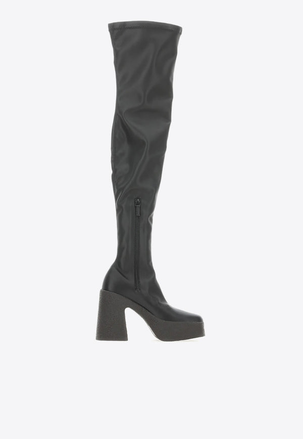 Stella McCartney Skyla 115 Over-the-Knee Boots in Faux Leather Black 596408_W1CV0_1000
