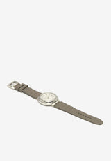 ساعة هيرميس كات 36 مم كبيرة مع حزام مطاطي بلون غري إيتان