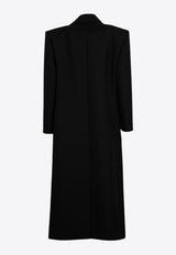 Valentino Single-Breasted Long Wool Coat Black 5B0CA7E06LR/P_VALE-0NO