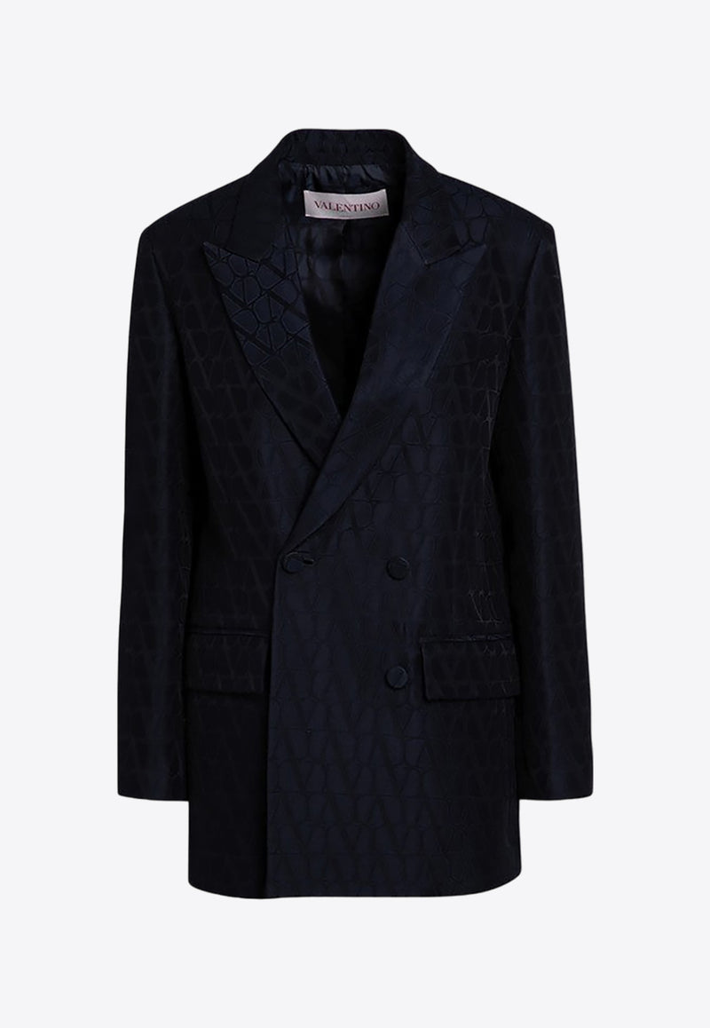 Valentino Double-Breasted Toile Iconographe Blazer Blue 5B3CE3K08G5/P_VALE-598