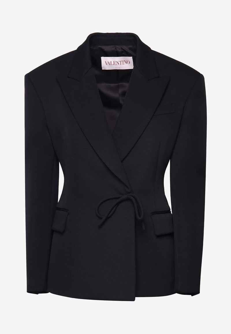 Valentino Slim Wool Blazer with Bow Black 5B3CE3R088J 0NO