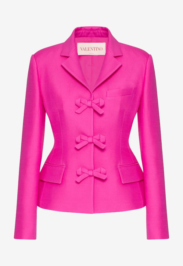 Valentino Single-Breasted Crepe Blazer with Bows Pink 5B3CE3U51CF UWT