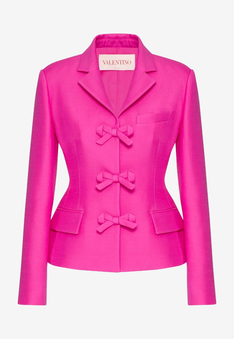 Valentino Single-Breasted Crepe Blazer with Bows Pink 5B3CE3U51CF UWT