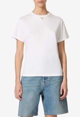 Valentino Metallic V Detail Crewneck T-shirt White 5B3MG23K8PA 0BO