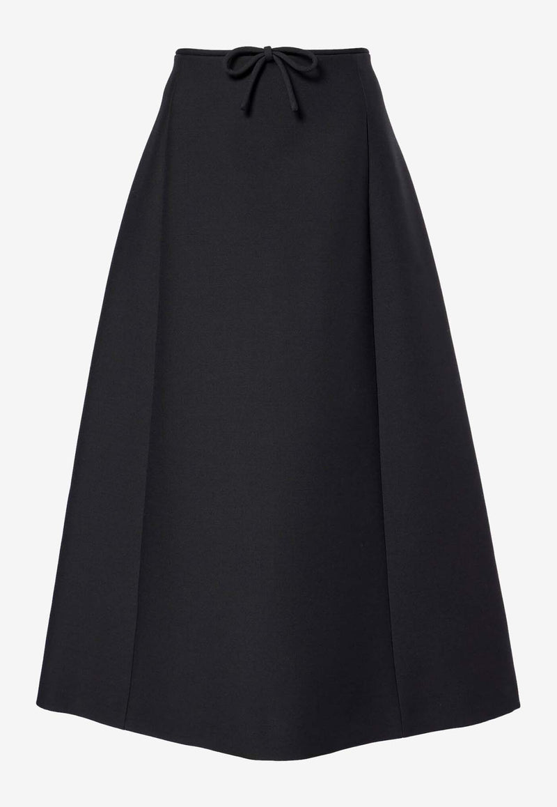 Valentino Crepe Midi Skirt with Bow Black 5B3RABK11CF 0NO