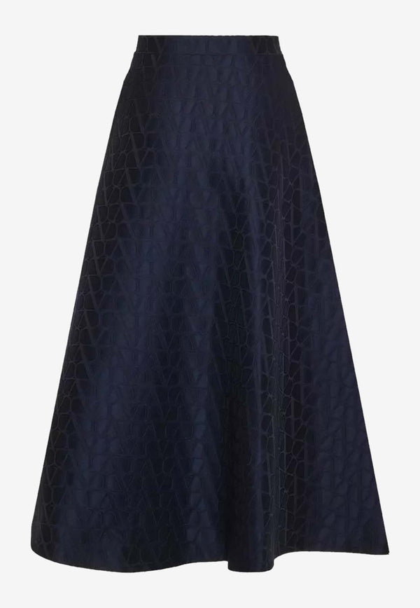 Valentino Toile Iconographe Wool-Blend Midi Skirt Blue 5B3RABK68G5 598